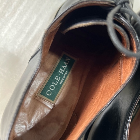 Cole Haan Mens Shoes Black Williams Cap Toe Oxford Leather Vibram Italy 7.5B - Picture 4 of 16